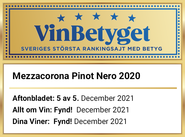 Vin betyg: Mezzacorona Pinot Nero 2020 (art nr 5411)