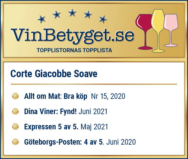 Vin betyg: Corte Giacobbe Soave, boxvin 3000 ml (art nr 6457)