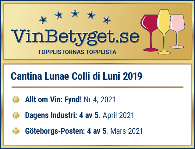 Vin betyg: Cantina Lunae Colli di Luni 2019 (art nr 2067)
