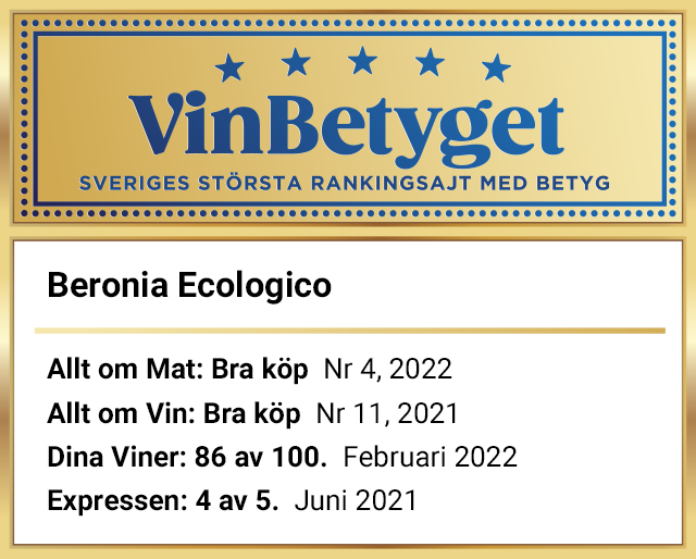 Vin betyg: Beronia Rioja Ecologico (art nr 12126)