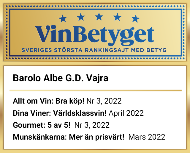Vin betyg: Barolo Albe G.D. Vajra 2018 (art nr 2398)