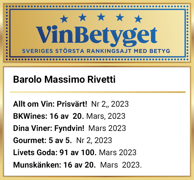 Vin betyg: Barolo Massimo Rivetti 2018 (art nr 20055)