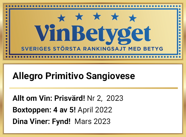 Vin betyg: Allegro Primitivo Sangiovese (art nr 3994)