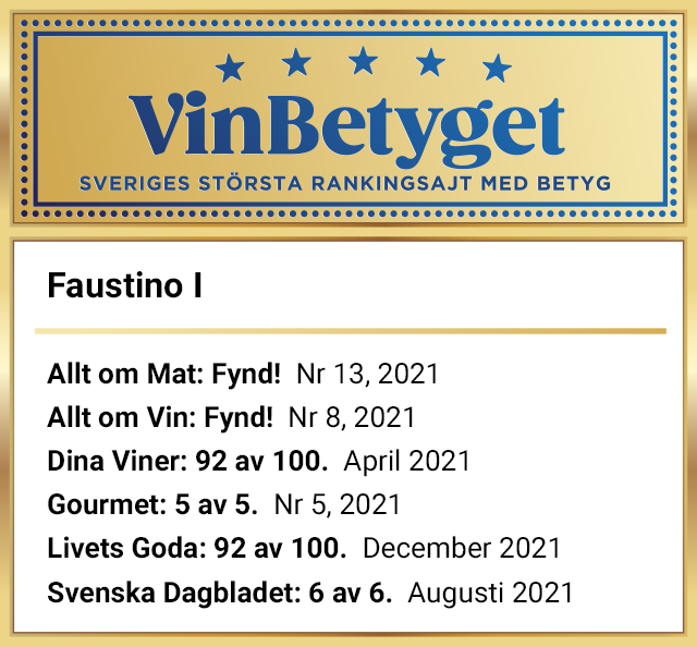 Vin betyg: Faustino I  Gran Reserva 2011 (art nr 2678)