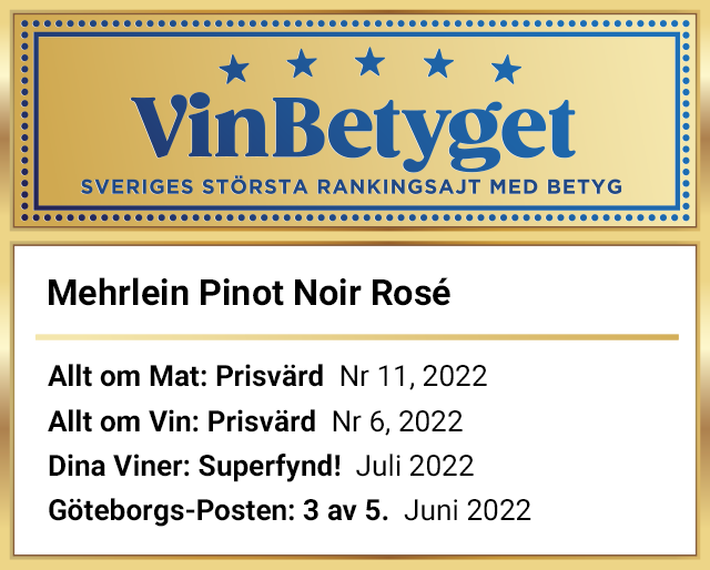 Vin betyg: Mehrlein Mehrlein Pinot Noir Rosé (art nr 6031)