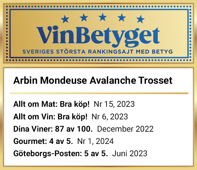 Vin betyg: Arbin Mondeuse Avalanche Trosset (art nr 2240)