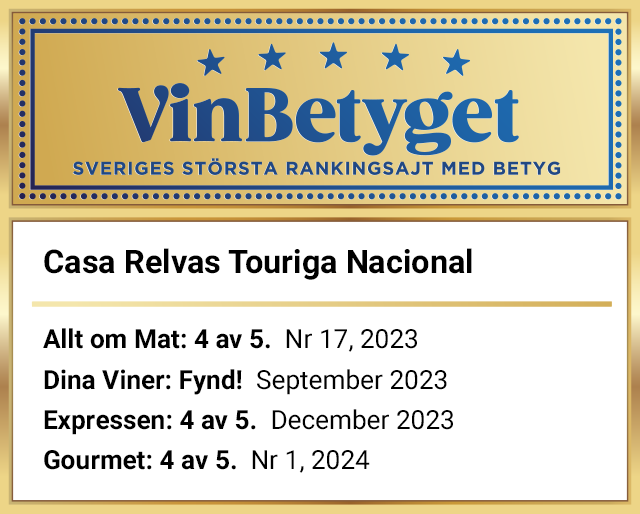 Vin betyg: Casa Relvas Touriga Nacional (art nr 2809)