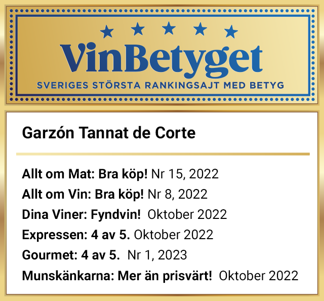 Vin betyg: Garzón Tannat de Corte (art nr 6455)