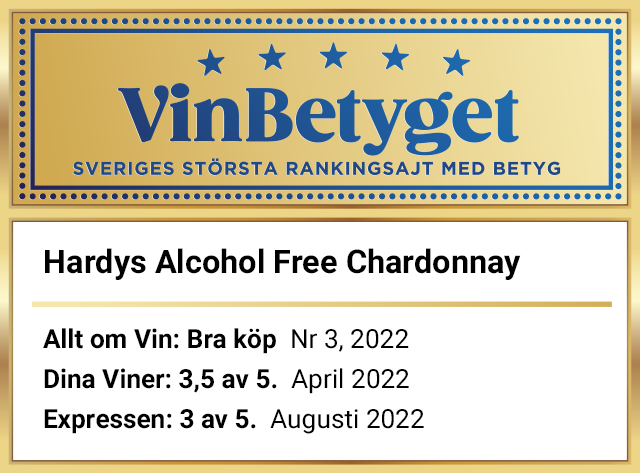 Vin betyg: Hardys  Alcohol Free Chardonnay (art nr 11977)