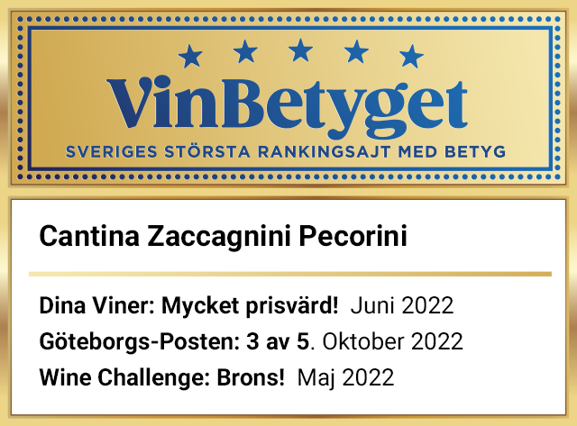 Vin betyg: Cantina Zaccagnini  dal Tracetto Pecorino (art nr 70297)