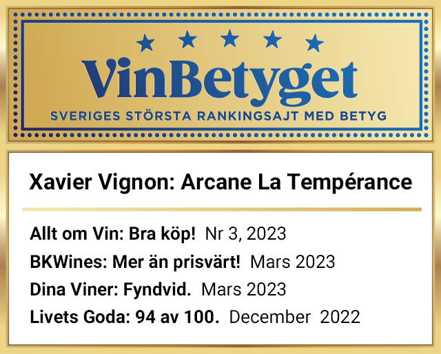 Vin betyg: Xavier Vignon: Arcane La Tempérance Cairanne Organic  (art nr  57106)