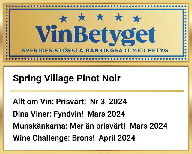 Vin betyg: Spring Village Pinot Noir  (art nr 2762)