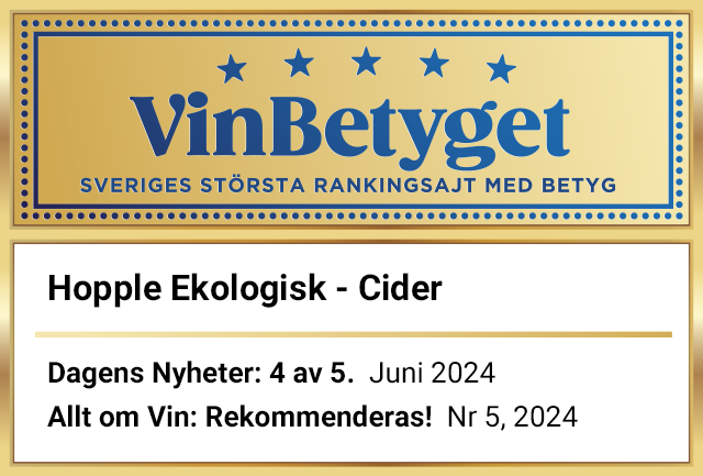 Vin betyg: Hopple Ekologisk Alkoholfri Cider (art nr 11976)