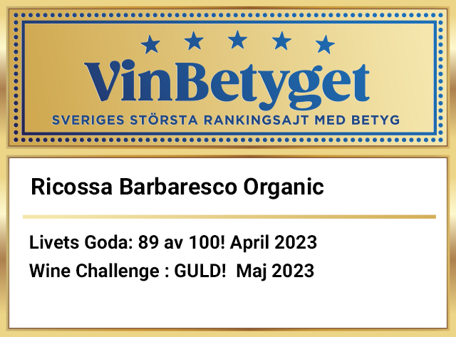 Vin betyg: Ricossa Barbaresco DOCG Organic (art nr  78143)