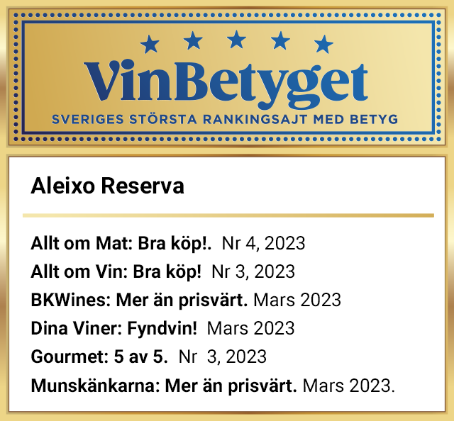 Vin betyg: Aleixo  Reserva (art nr 20056)