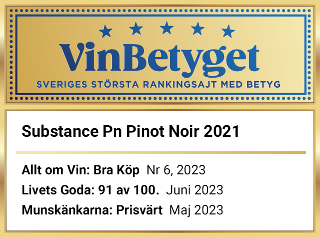 Vin betyg: Substance Pn Pinot Noir 2021 (art nr 59750)