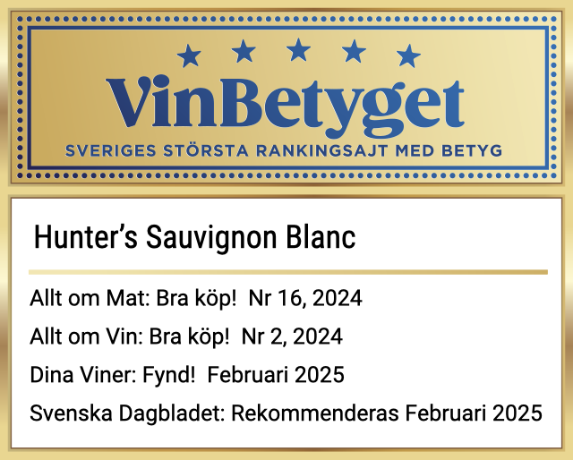 Vin betyg: Hunter's Sauvignon Blanc (art nr 6202)