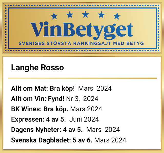 Vin betyg: Langhe Rosso (art nr 73279)