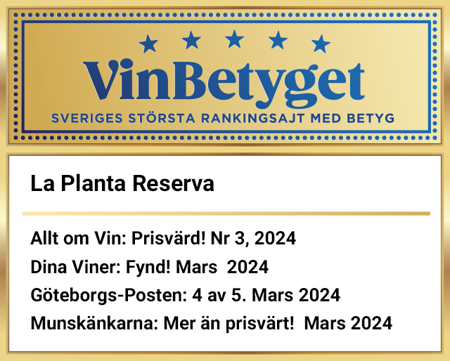 Vin betyg: La Planta Reserva (art nr 2544)