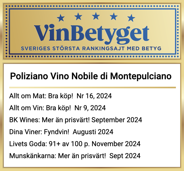 Vin betyg: Poliziano Vino Nobile di Montepulciano Viti Nuove (art nr 2144)