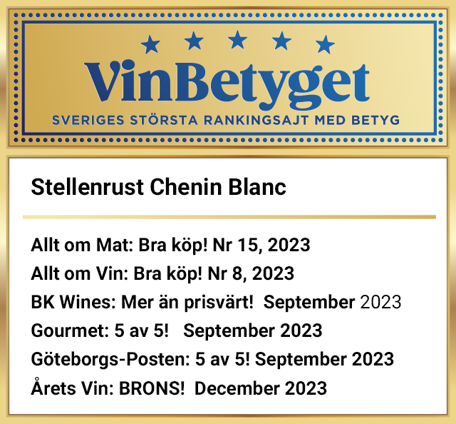 Vin betyg: Stellenrust Secrets & Lies Chenin Blanc (art nr 20068)