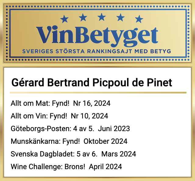 Vin betyg: Gérard Bertrand Pipcoul de Pinet (art nr 79175)