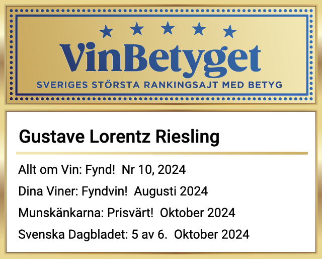 Vin betyg: Gustave Lorentz Riesling Réserve 2023 (art nr 22257)